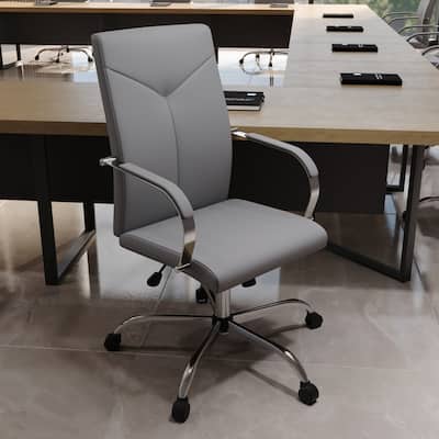 Sonora Ergonomic High Back Leather Office Chair with Lumbar Support, Adjustable Height, Tilt Lock, Chrome Frame & Swivel Casters