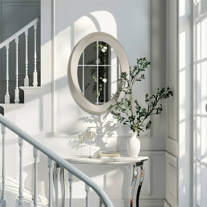 24x32in Classic Baroque Wall Mirror Oval Accent Mirrors Hall Entryway Living Room Bedroom Decor