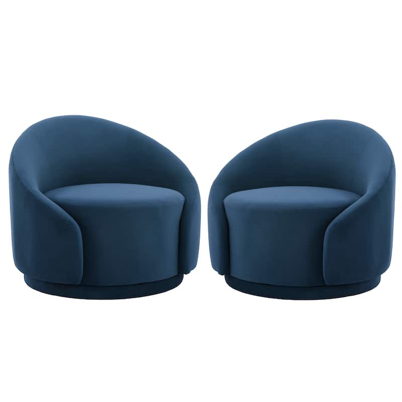 Boucle Barrel Chair Upholstered 360°Swivel Armchair Set of 2