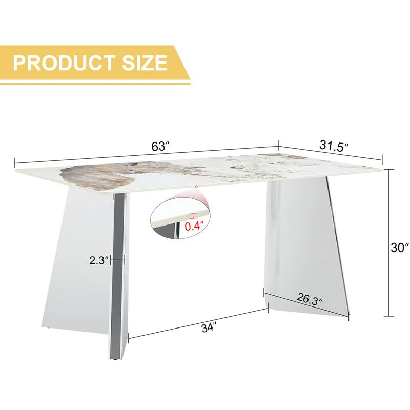 Roomfitters Rock Slab Dining Table with Pandora Pattern and Silver Stainless Butterfly Legs for Modern Interiors