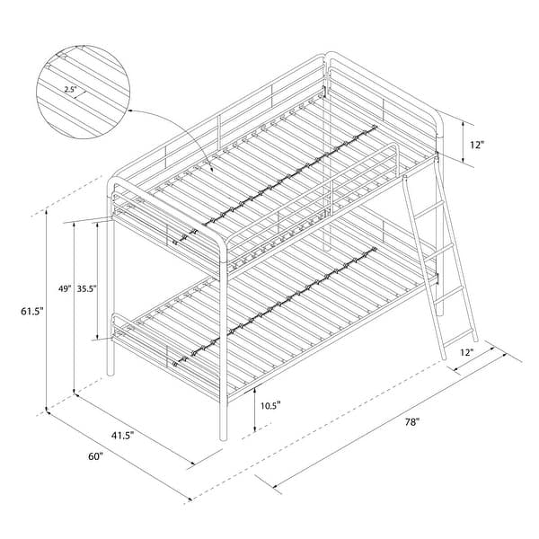 dimension image slide 1 of 4, Avenue Greene Edison Twin over Twin Metal Bunk Bed
