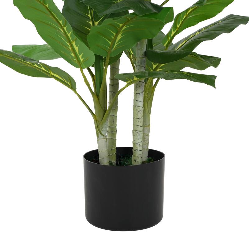 Roomfitters 42" Artificial Dieffenbachia Plant with Black Plastic Pot, Indoor Decorative Faux Tree