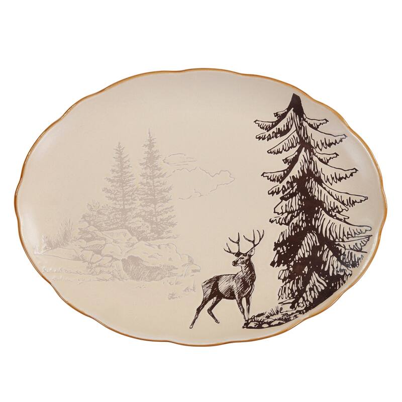 Paseo Road by HiEnd Accents White Pine Ceramic Serving Platter, Brown, 1PC