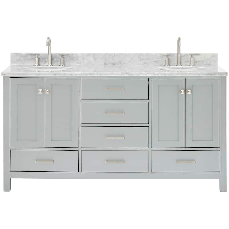 Ariel A067DCW2OVO Cambridge 67" Free Standing Double Oval Basin Vanity - Grey - Ash Finish