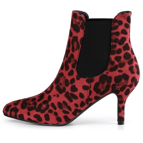 red leopard print ankle boots