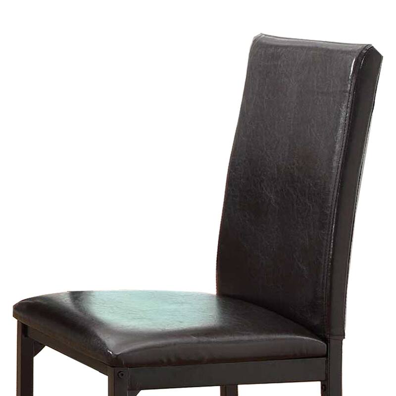 Leatherette Upholstered Counter Height Metal Frame Side Chair, Dark Brown (Set of 4) - 36 H x 21.5 W x 17.5 L Inches