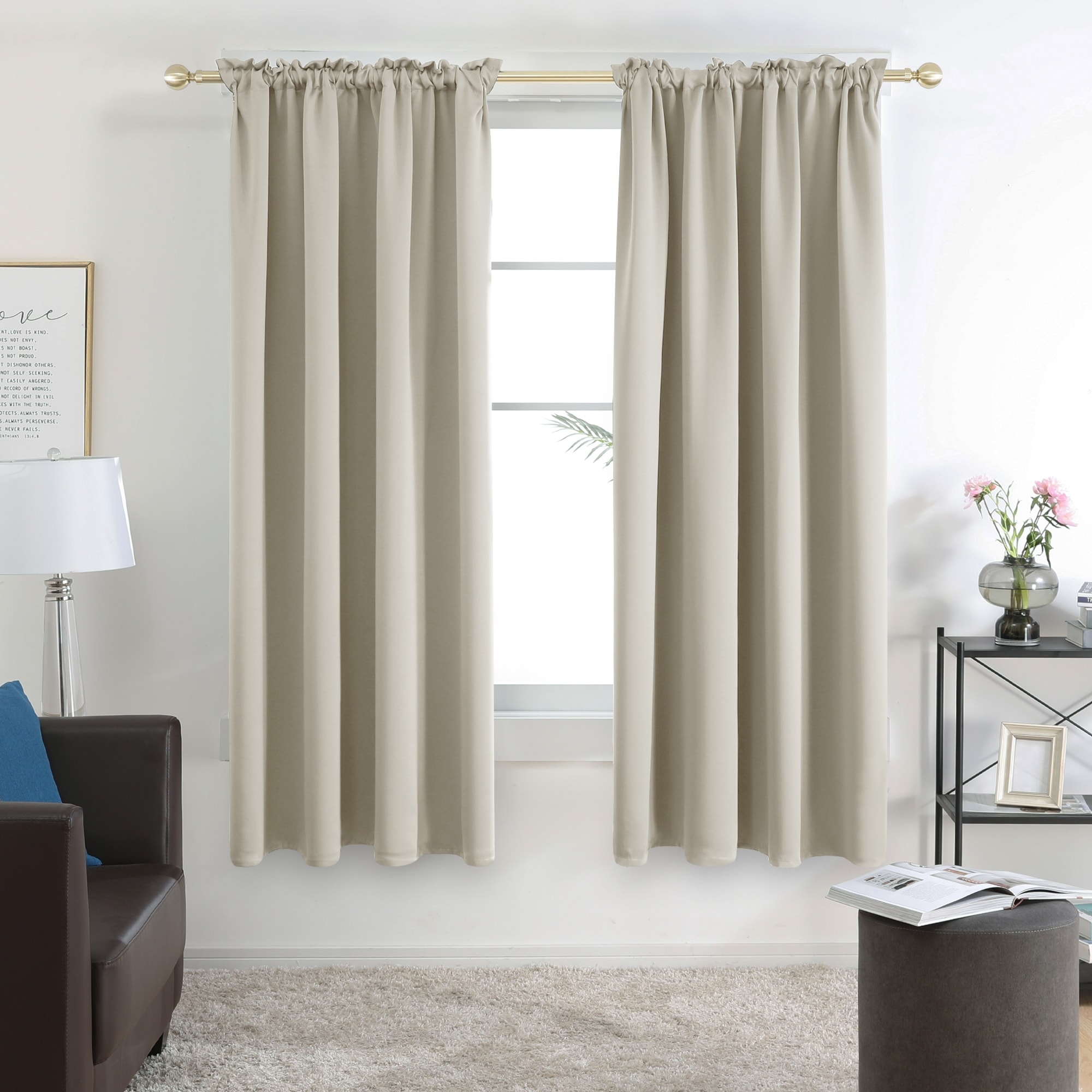 Deconovo Solid Rod Pocket Curtain Panel Pair (2 Panel)