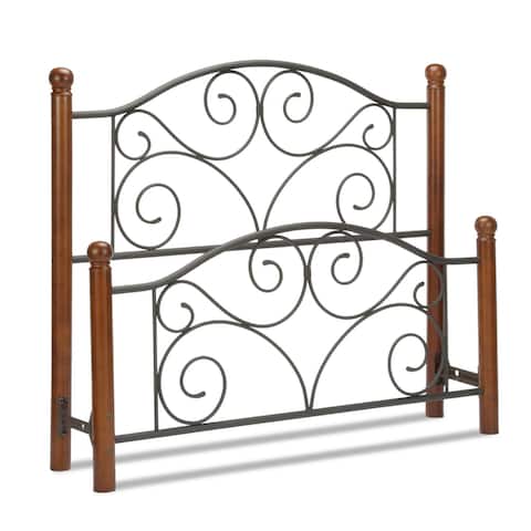 Kotter Home Ariette Metal and Wood Headboard and Footboard