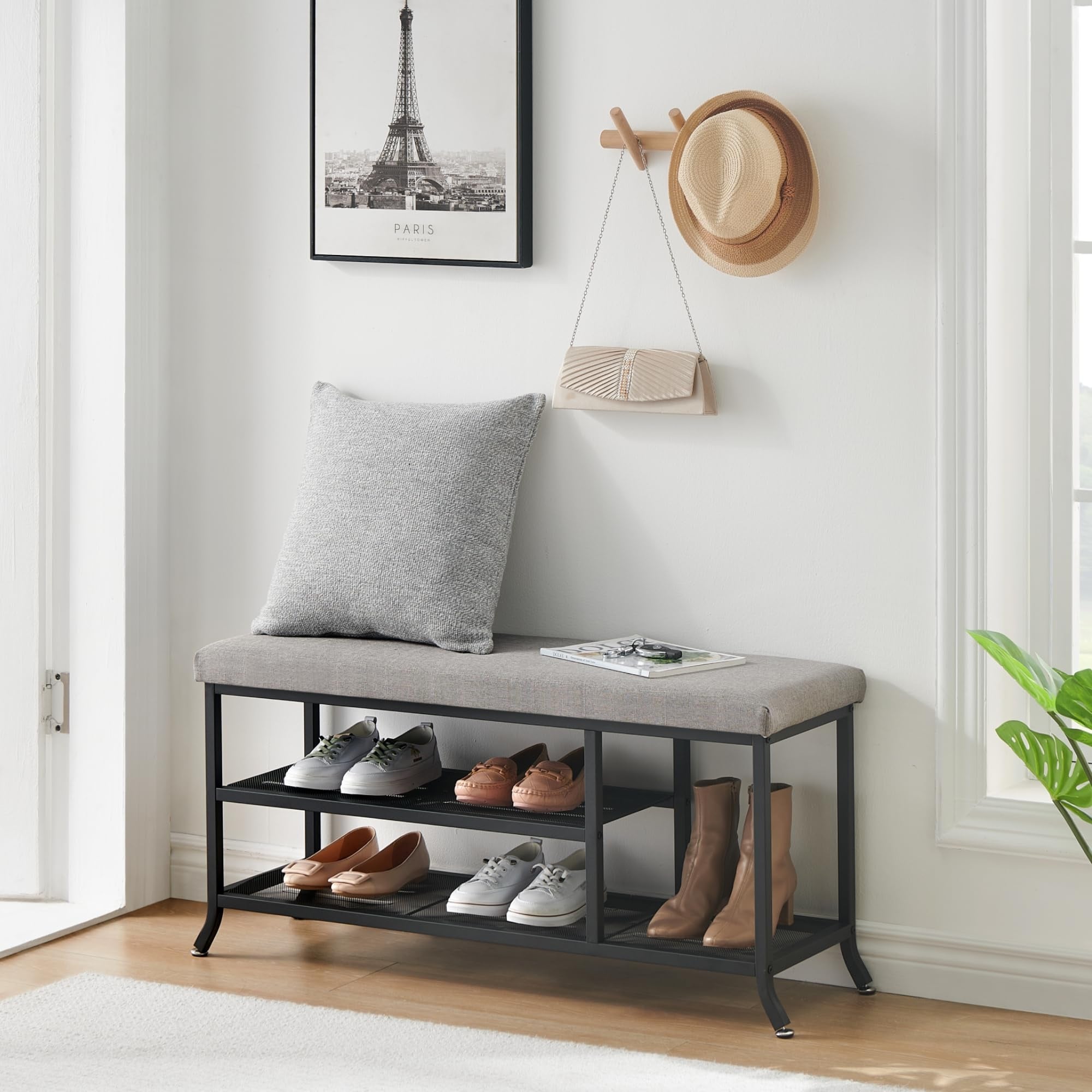 Mid century modern shoe bench hot sale