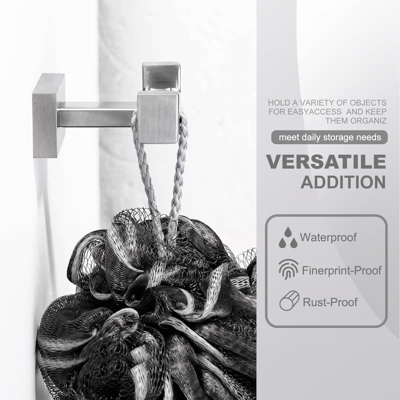 WOWOW Wall Mount Knob Double Robe/Towel Hook in Black