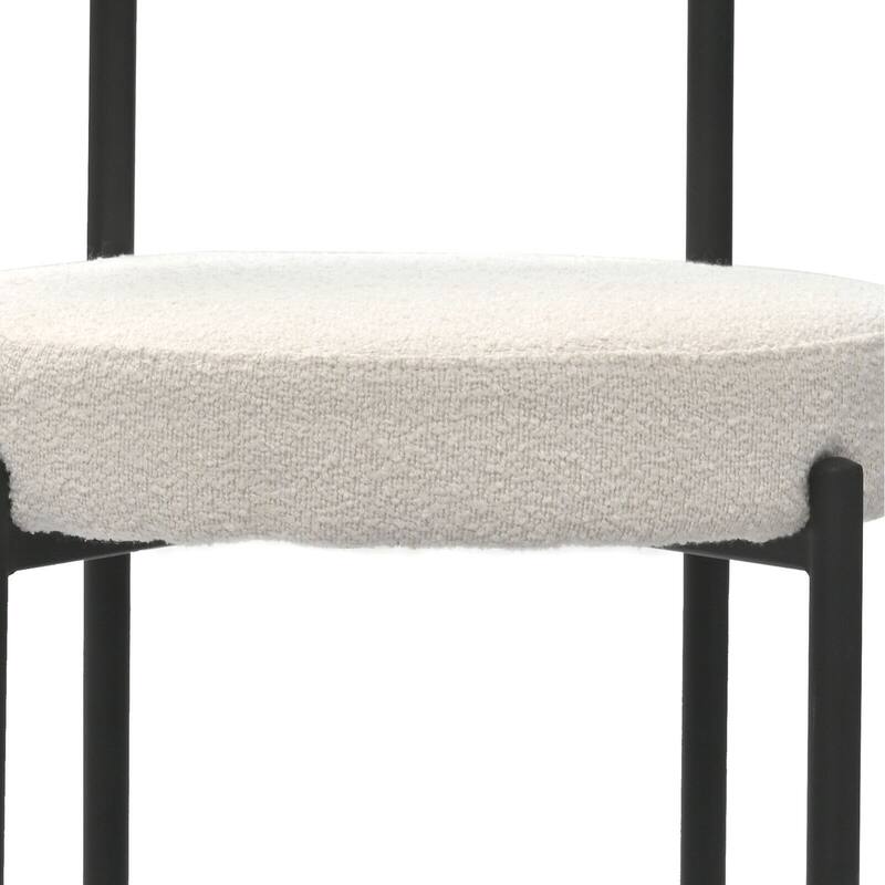 Boucle Dining Chairs Set of 2,Mid-Century Modern Curved Backrest Chair,Round Upholstered Kitchen Chairs