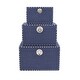 preview thumbnail 5 of 6, Offex Home Accent Set of 2 Navy Blue Linen Studded Trunk - : Lg: L: 19.75" x W: 12" x H: 12.25"