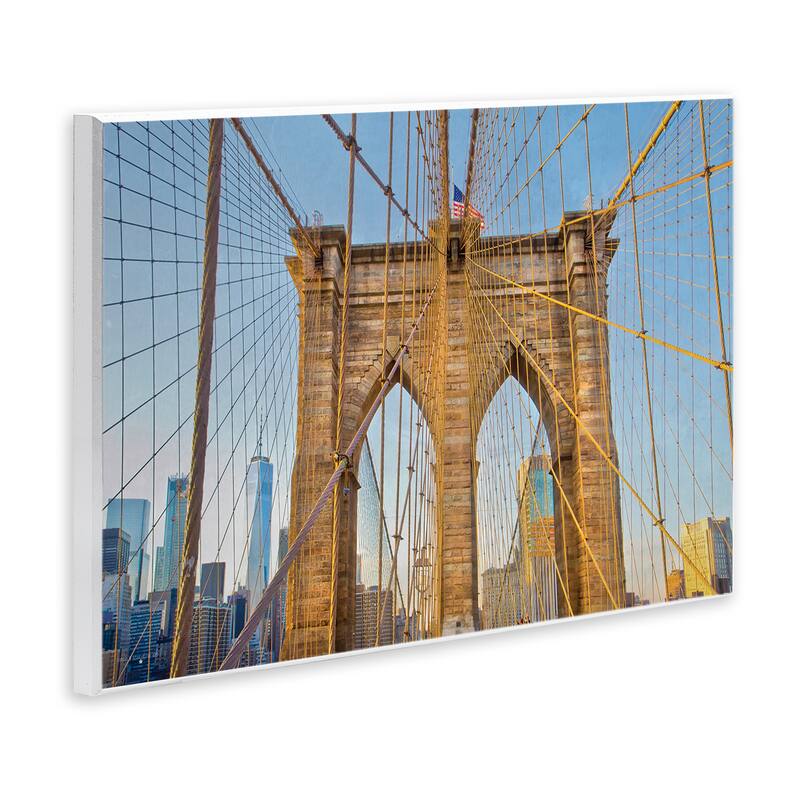 Stupell Industrial Bridge with American Flag Wall Plaque Art Design By Seven Trees Design