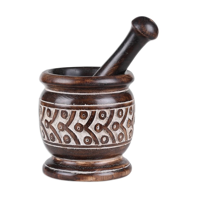 Novica Handmade Creative Elegance Wood Mortar And Pestle