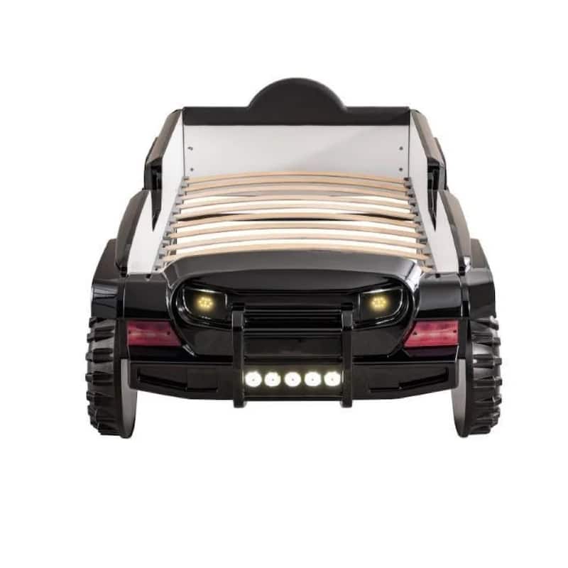 Randy SUV Twin Bed with Lights, Sound Effects, Black Faux Leather