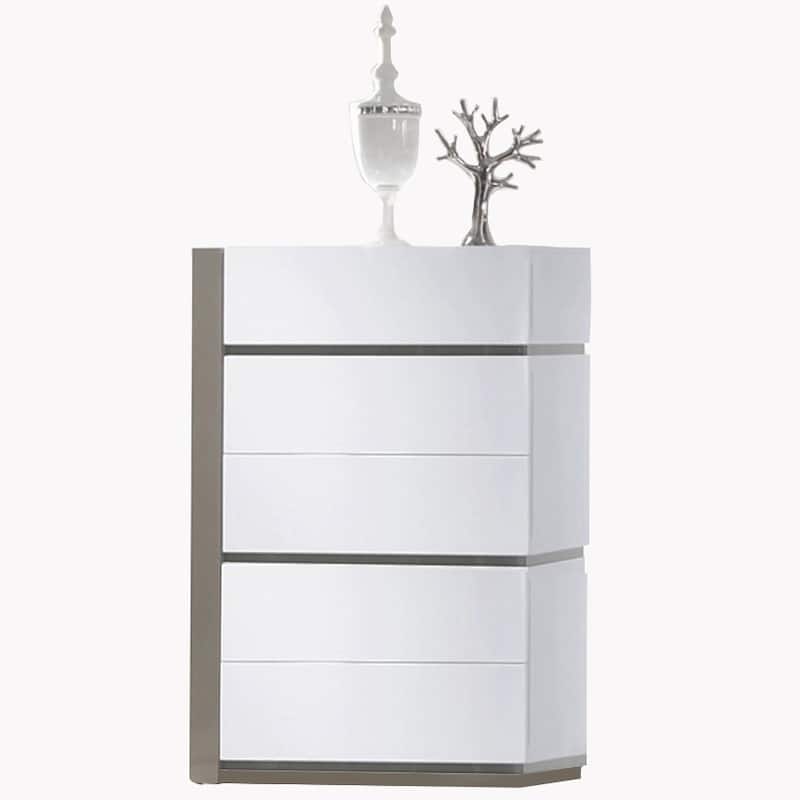 Somette Mehdi Gloss White/ Grey 5-drawer Chest
