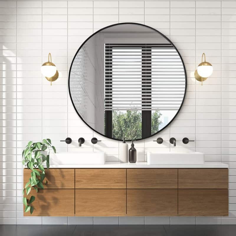 Jesse Round Framed Round Wall Vanity Mirror - 23.6" x 23.6"