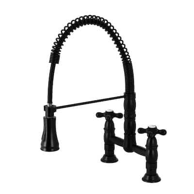 Heritage Two-Handle Deck-Mount Pull-Down Sprayer Kitchen Faucet