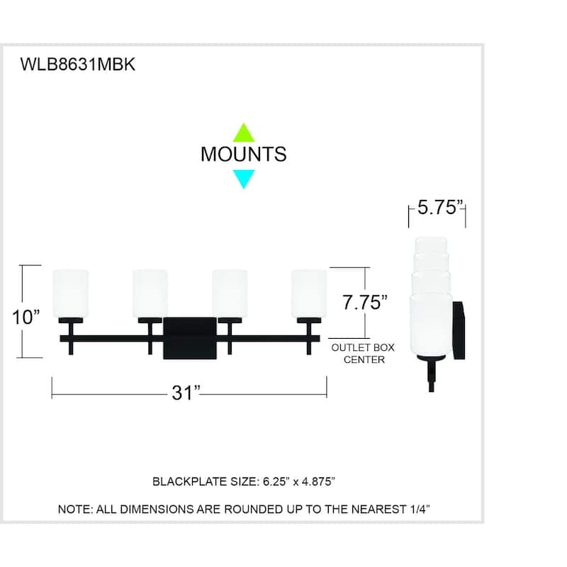 Wilburn 4-Light Integrated LED Matte Black Vanity Light