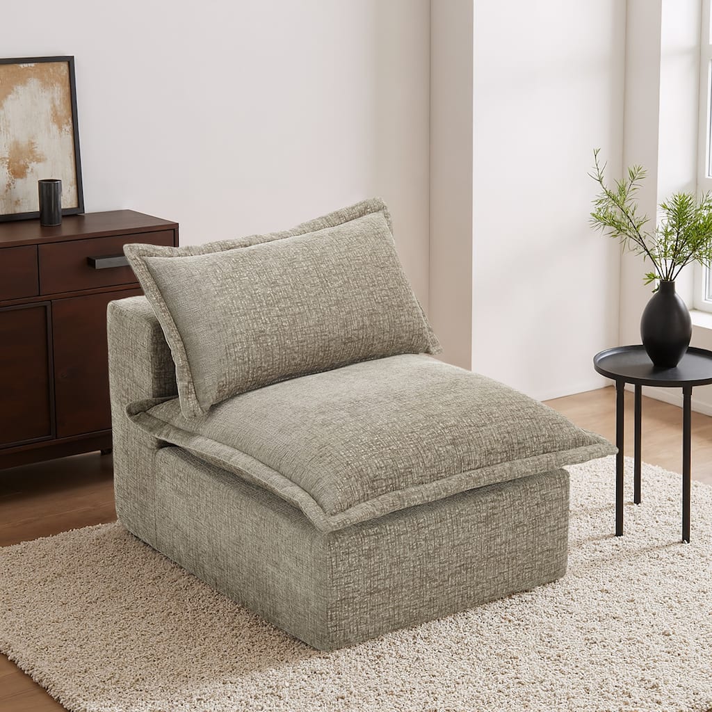 32"W Chenille Upholstered No Assembly Armless Accent Chair