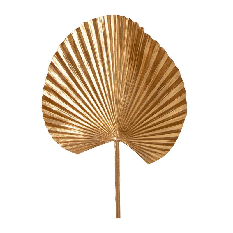 Ruffled Fan Palm Leaf Artificial Stem Sprays - 40" - Gold - Set of 3