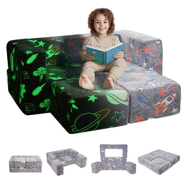 slide 2 of 21, Kids Couch, Toddler Couch Sofa Bed, Kids Chair Seat Playroom Furniture, Child Sectional Sofa 4Pcs - Dark Grey