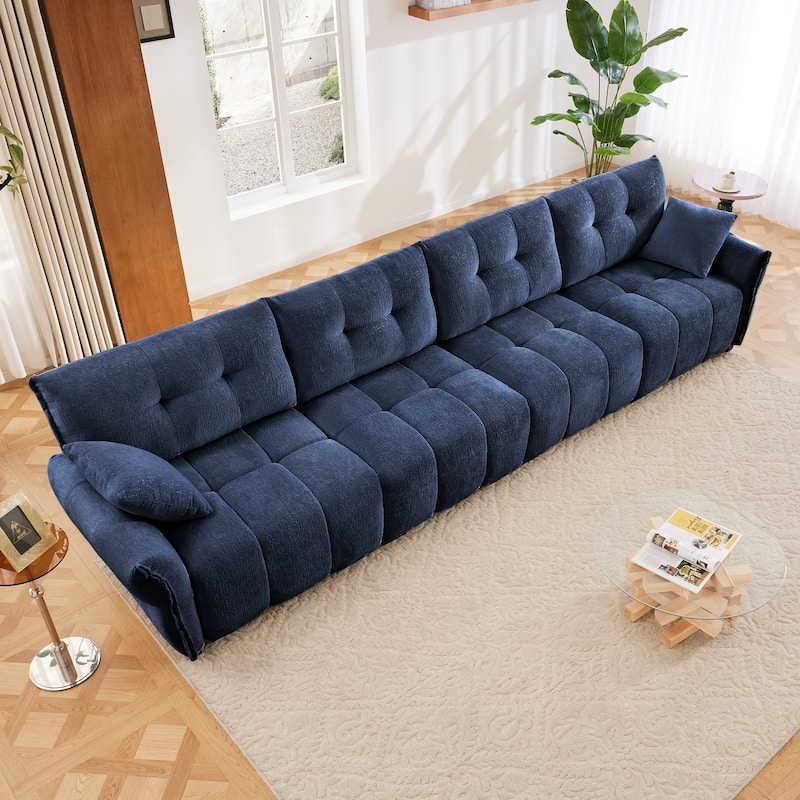 Modern 4-Seater Tufted Sofa Couch with Pillows
