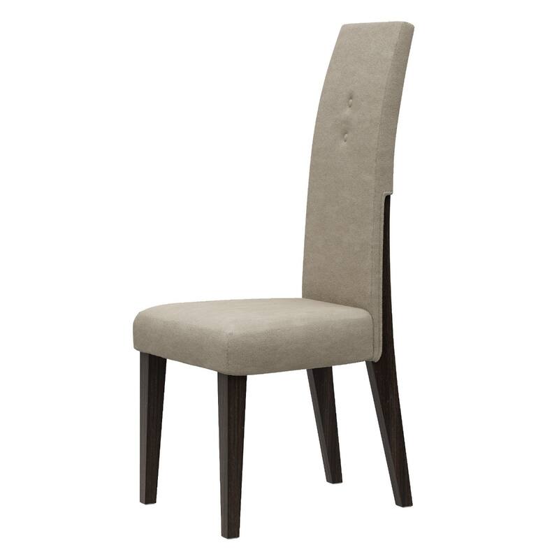 Set of 2 Brown Microfiber Upholstered Dining Chairs with Espresso Solid Wood Legs for Kitchen or Living Room