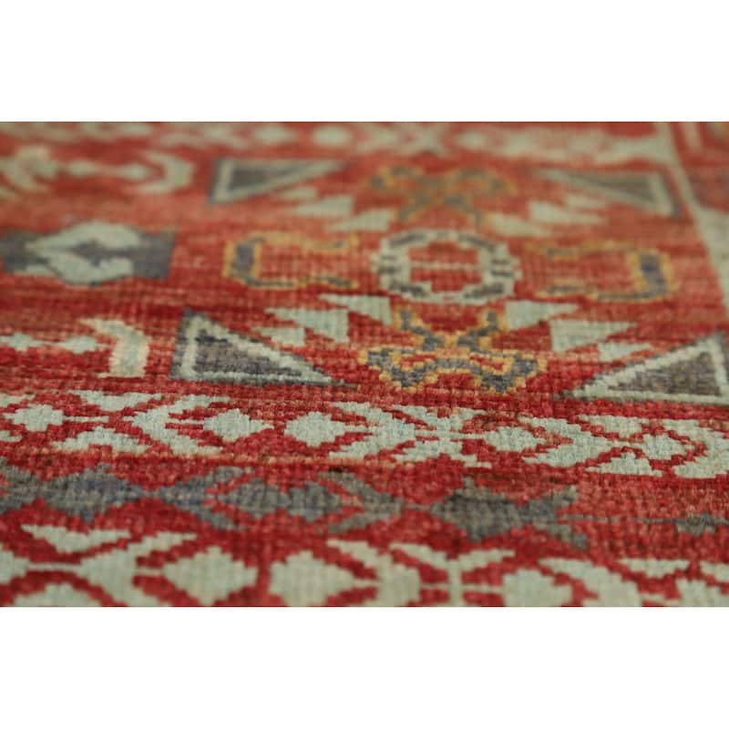 Hand Knotted Oriental 100% Wool Carpet Traditional Medallion Red Kazak Area Rug - 10' 0'' X 7' 0''