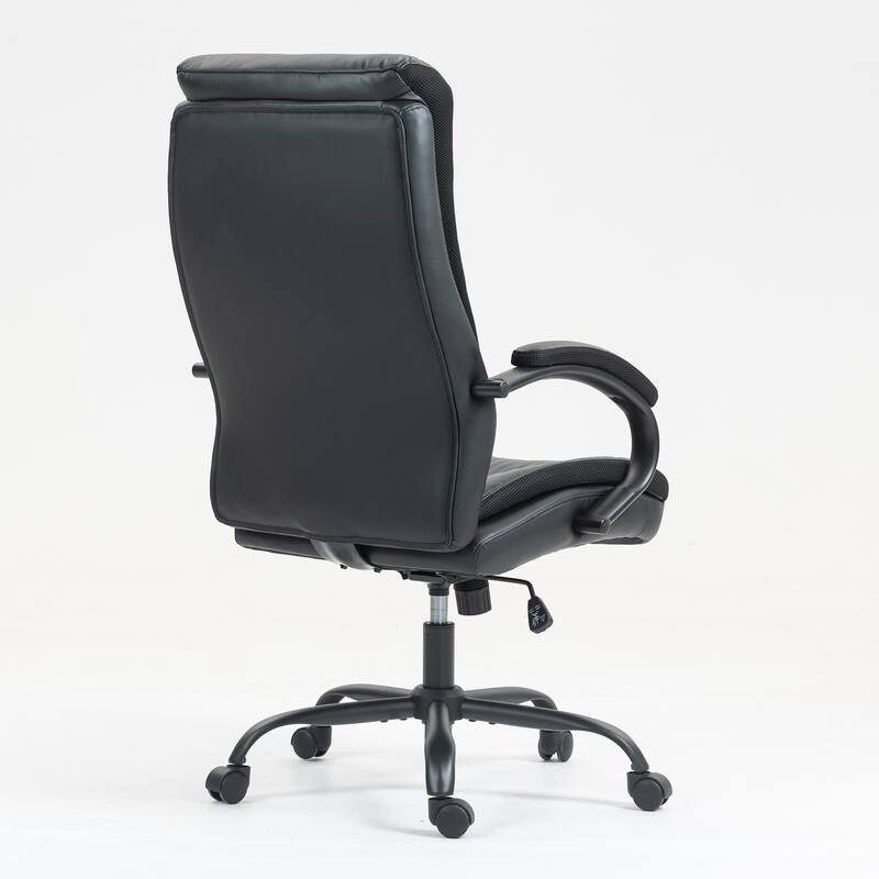 High-End PU Leather High Backrest Office Chair with Waterfall-Style Seat and Segmented Padding Design, for office