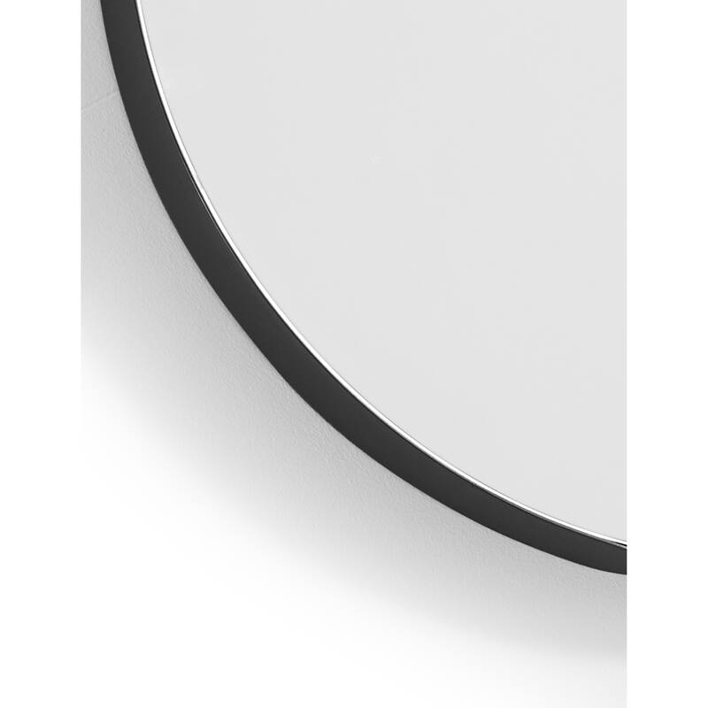 SUNBOW Black Flat Round Wall Mirror - 24 inches