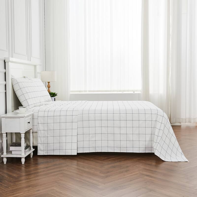 Printed Percale Cotton Deep Blue Box Sheet Set and Pillowcases