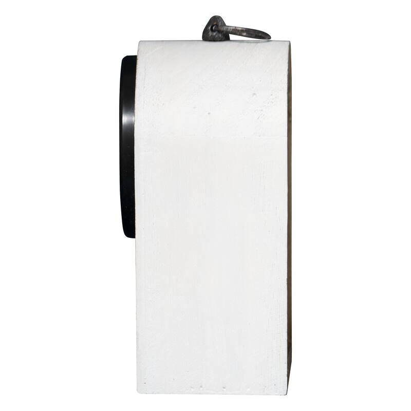Foreside Home & Garden Rustic White Wood Battery Operated Table Clock