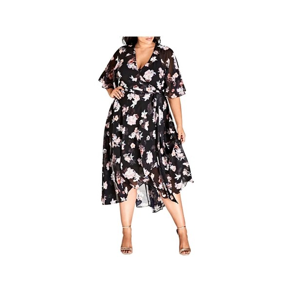 Shop City Chic Womens Plus Wrap Dress Floral Print Kimono ...