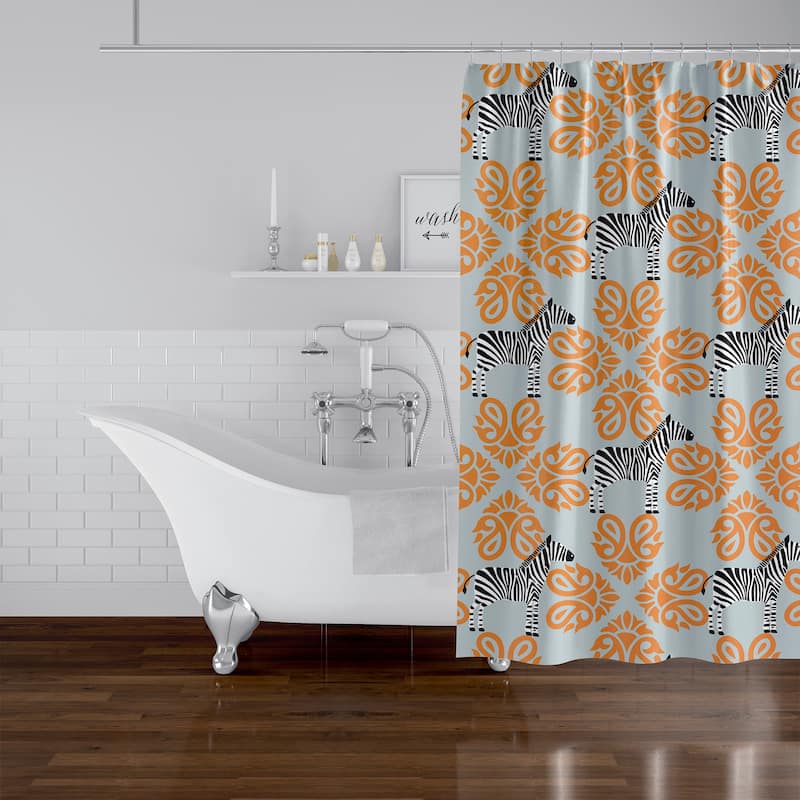ZEBRA HERD BLUE GREY Shower Curtain By Kavka Designs Bed Bath & Beyond 35779186