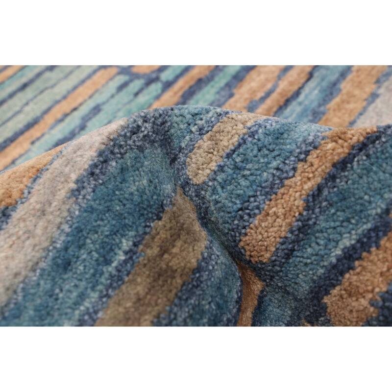 ECARPETGALLERY Hand-knotted Peshawar Ziegler Blue Wool Rug - 4'5 x 6'5