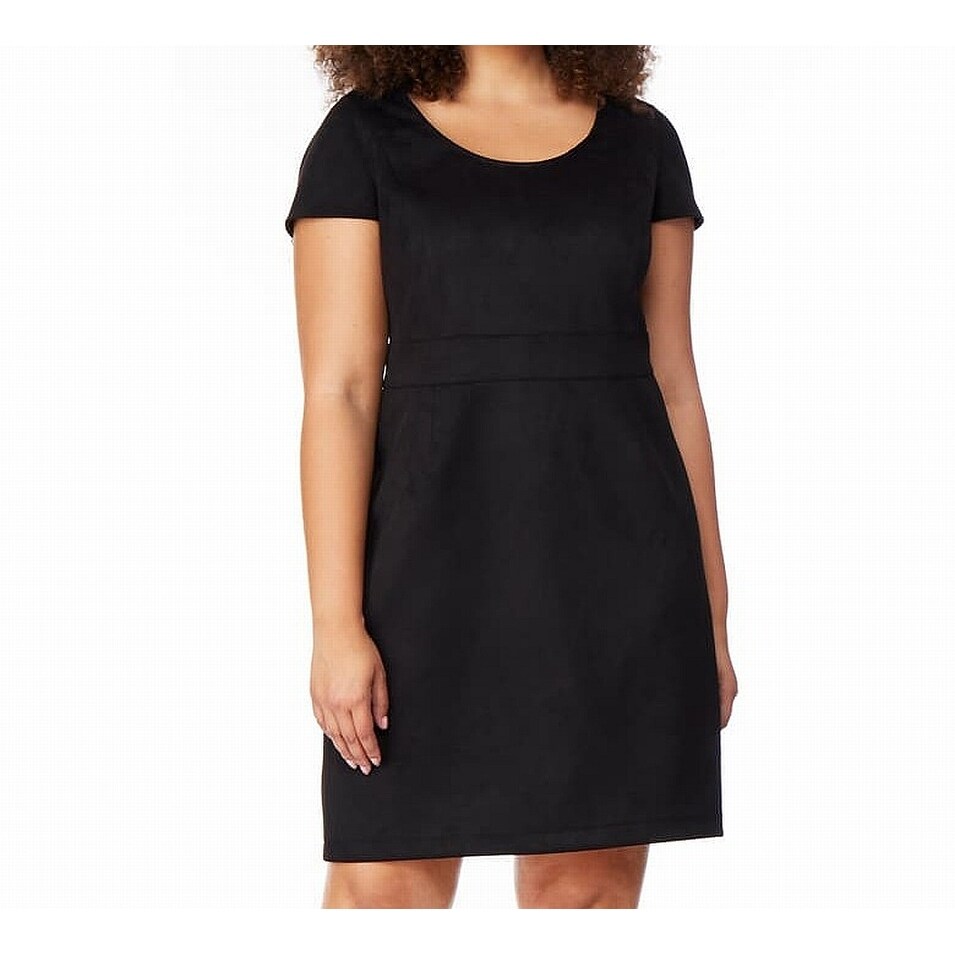 Shop Rebel Wilson Women S Black Size 20w Plus Faux Suede Sheath Dress On Sale Free Shipping On Orders Over 45 Overstock 28673497