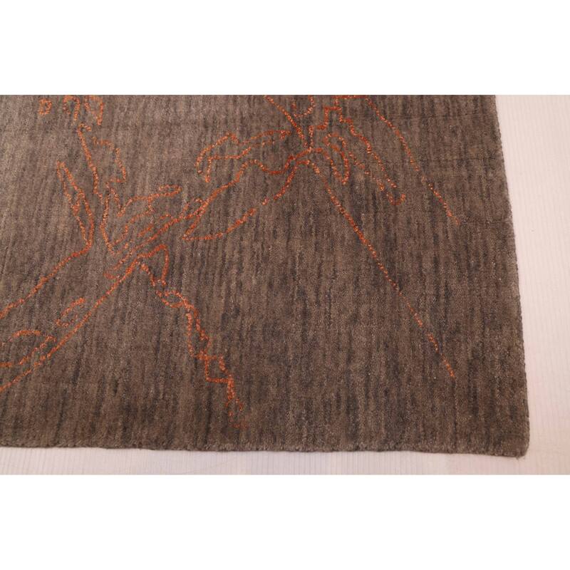 ECARPETGALLERY Hand Loomed Loreto Grey Viscose, Wool Rug - 5'4 x 7'7