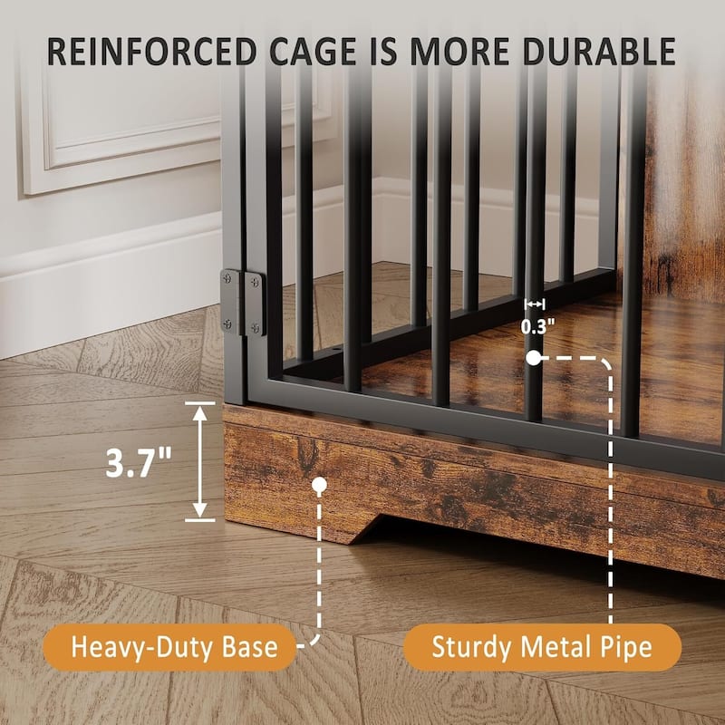 48 Inch Heavy-Duty Dog Crate Kennel for Small & Medium Dogs with Storage Shelves