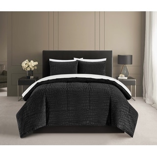 Chic Home Caimani 3 Piece Comforter Set, Faux Fur Black