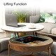 preview thumbnail 4 of 8, Modern Coffee Table, Lifting-top Round Coffee Table with Storage, Sintered Stone Top, Carbon Steel Legs