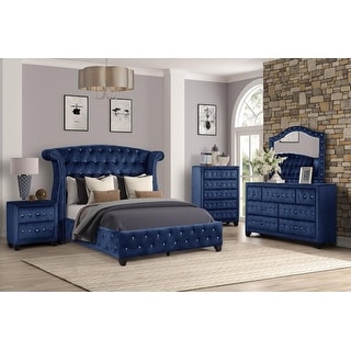Sophia Crystal Tufted 4PC/5PC Bedroom Set Made with Wood