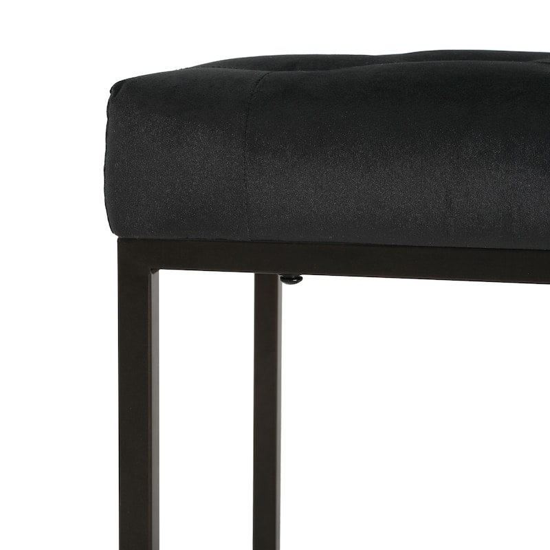 Modern Design Upholstered Button Tufted Bench, Durable Iron Frame, Black and Bronze