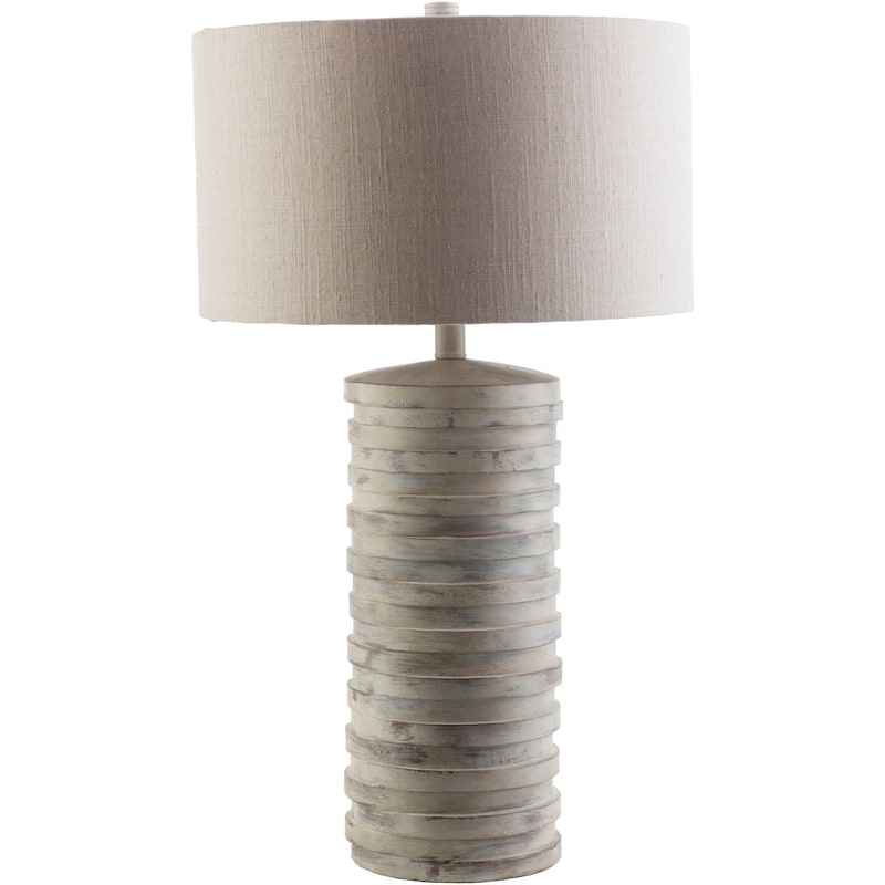 Contemporary Lewes Table Lamp with Natural Finish / White Washed Resin Base