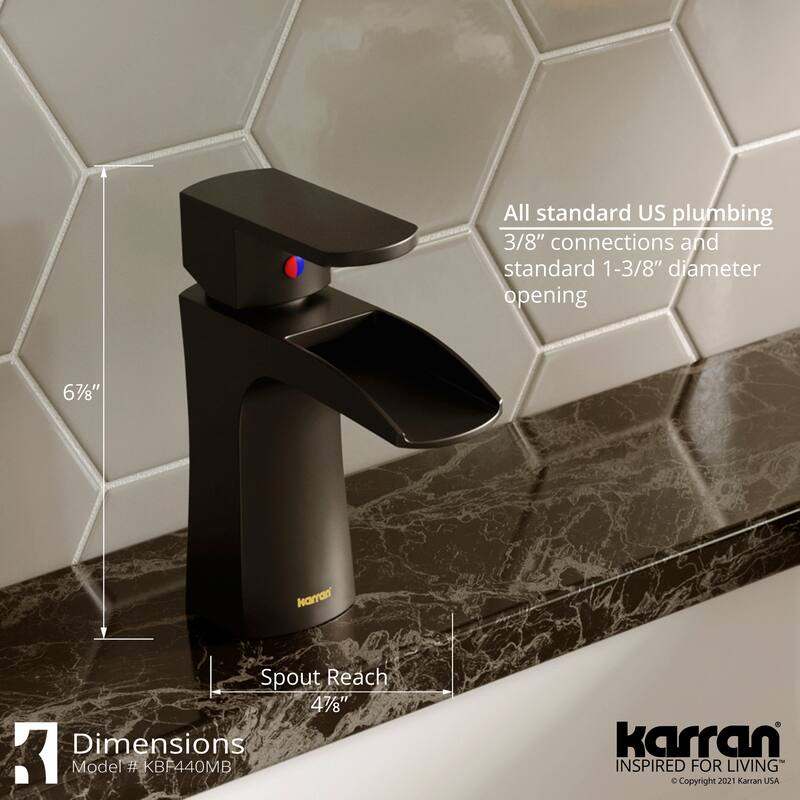 Karran Kassel Single Hole Single Handle Basin Bathroom Faucet with Matching Pop-up Drain