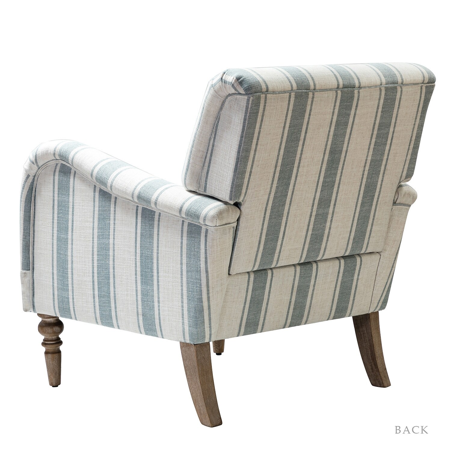Blue Striped Linen Roll Armchair - Lavender Hill Interiors