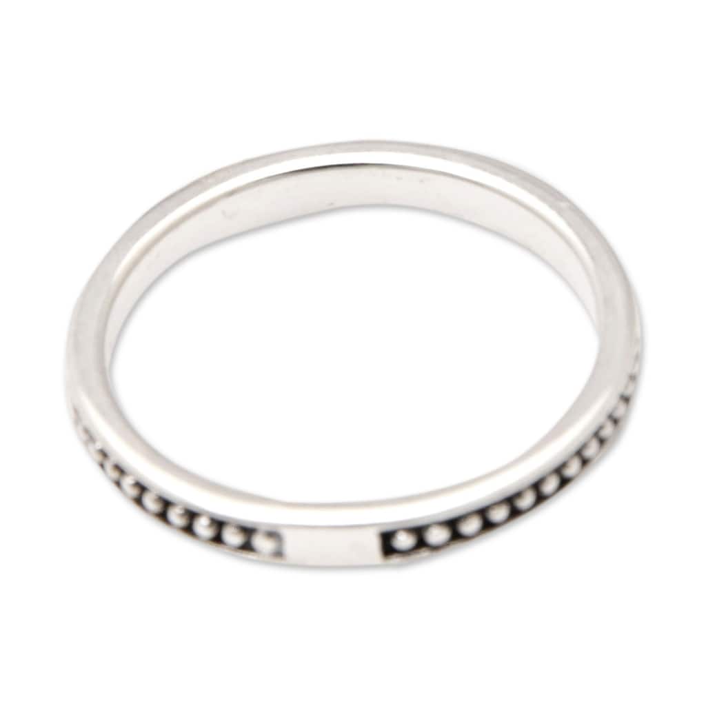 Novica Handmade Indonesia Dots Sterling Silver Band Ring