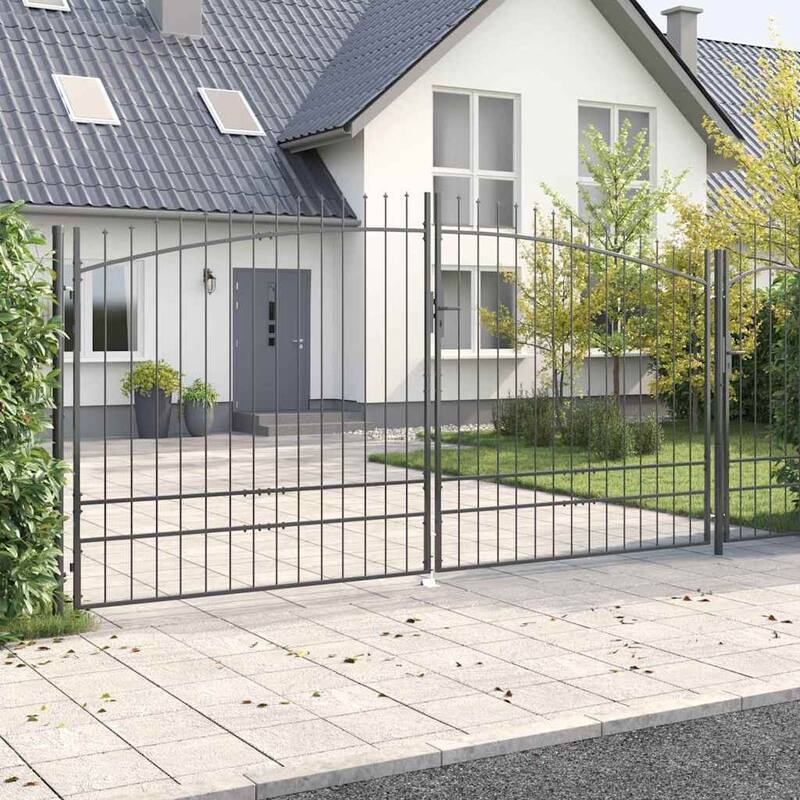 vidaXL Double Gate with Lock Grey 400 x 199.5 cm Steel