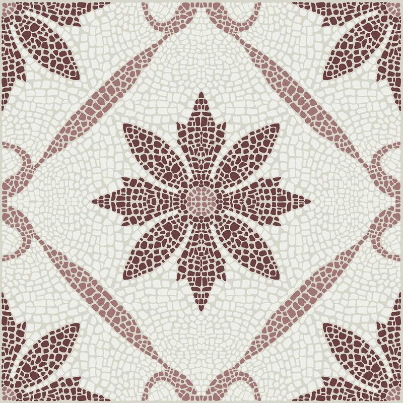 FloorPops Jamila Burgundy Peel and Stick Floor Tiles