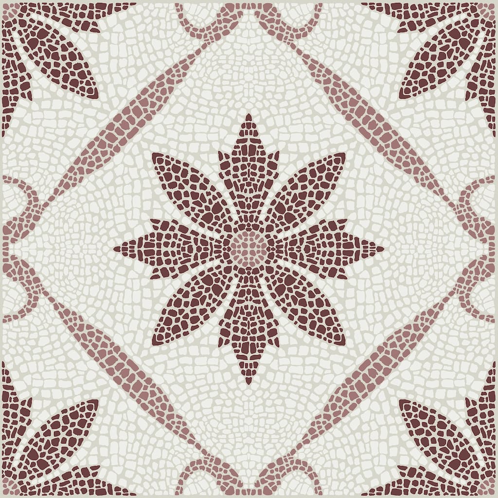 FloorPops Jamila Burgundy Peel and Stick Floor Tiles